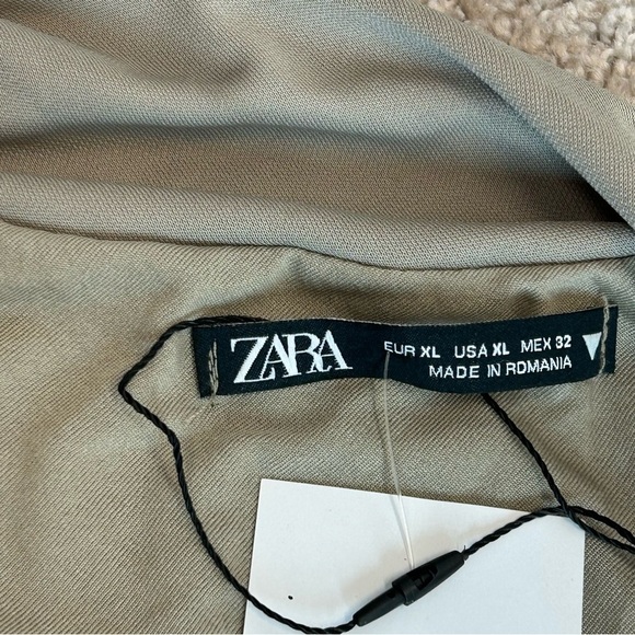 Zara khaki green draped ruched one shoulder asymmetrical cut-out mini dress XL - Picture 12 of 16